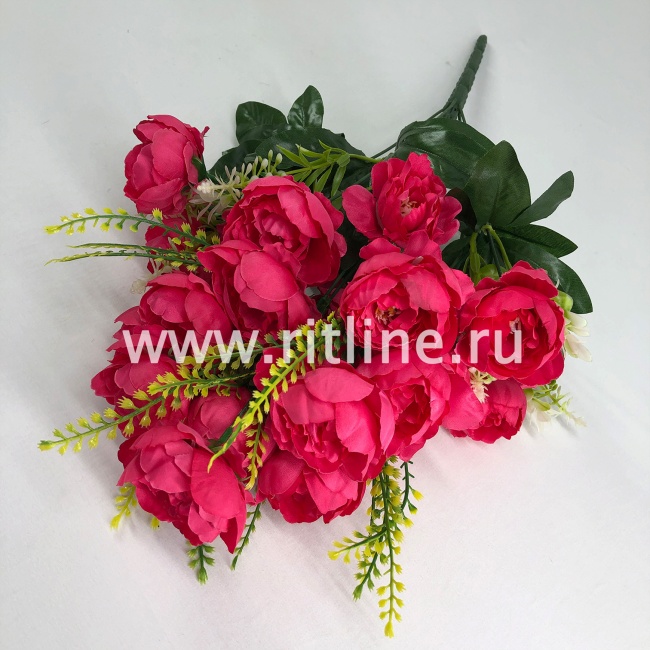 Букет пионов с травкой "FITTONE", 18г, выс. 52см, цв.микс