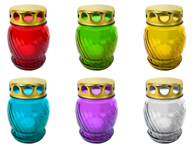 Лампада стеклянная (97х70, крышка металл, цв. микс с прозрачным) FITTONE