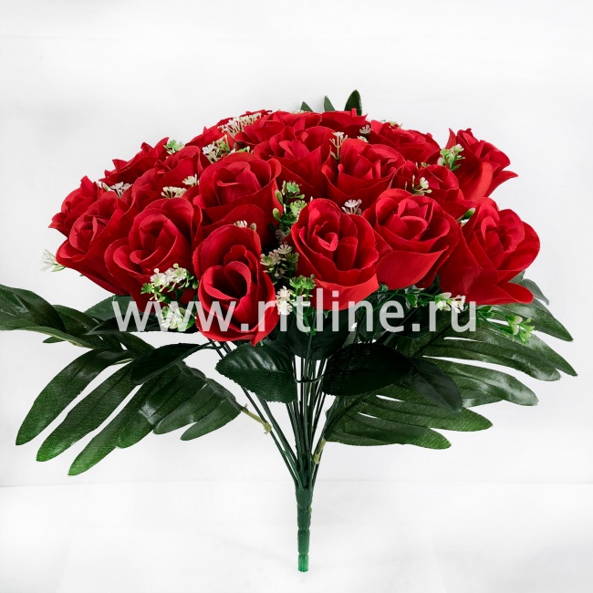 Букет роз с травкой "FITTONE", 24г, выс. 40см, цв.микс Букет роз с травкой "FITTONE", 24г, выс. 40см, цв.микс
