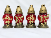 Лампада стеклянная с орнаментом (160х75, крышка пластик, цв. красный) FITTONE