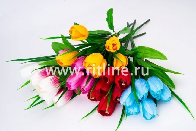 Букет тюльпанов "Fittone", 6г, выс.30см, плотный атлас, цв.микс