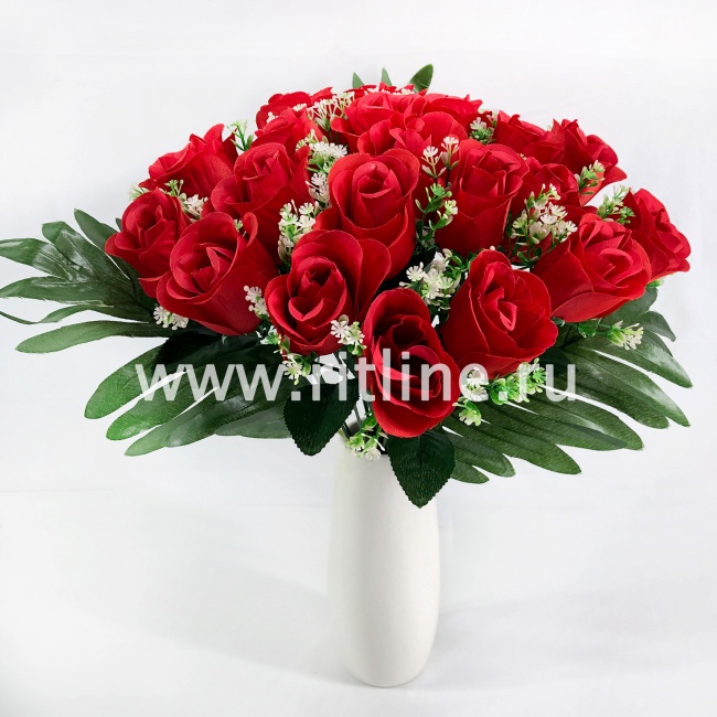 Букет роз с травкой "FITTONE", 24г, выс. 40см, цв.красный