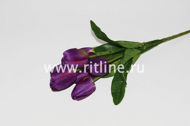 Букет тюльпанов с пенопластом "Fittone", 7г, выс.43см, плотный атлас, цв.микс