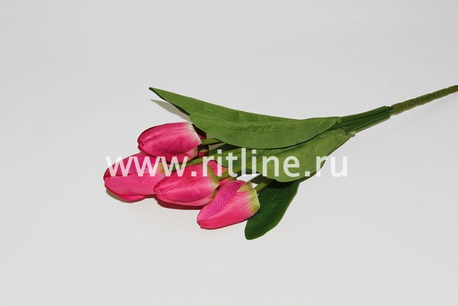 Букет тюльпанов с пенопластом "Fittone", 7г, выс.43см, плотный атлас, цв.микс