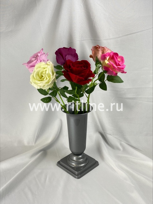 Роза одиночная бархатная, выс. 50 см, диам. 12 см, цв. микс FITTONE