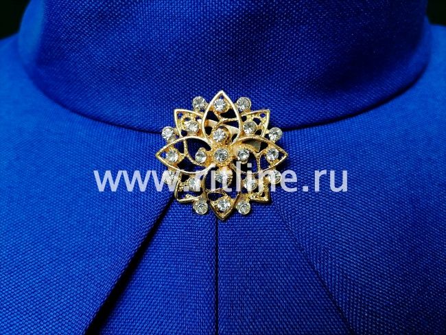 Саван габардиновый "LUXE" с брошью, цв. синий FITTONE