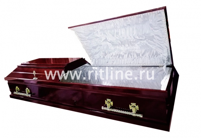 УЦЕНКА Гроб лак 2-х крышечный, р.190, цв. темная вишня "MOREFIX" УЦЕНКА Гроб лак 2-х крышечный, р.190, цв. темная вишня "MOREFIX"