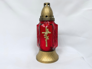 Лампада стеклянная с декором (260х110, крышка пластик, цв. красный) FITTONE