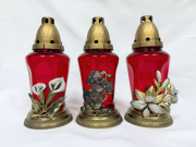 Лампада стеклянная с орнаментом (255х120, крышка пластик, цв. красный) FITTONE