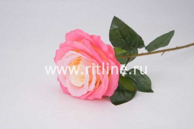 Роза одиночная с пенопластом "Fittone", выс.62см, диам.11см, плотный шелк, цв.микс