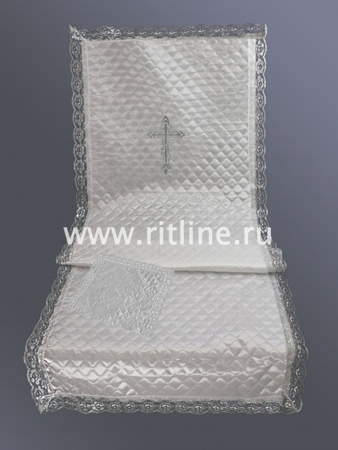 Комплект (атласная т/с "Ромб", вышивка "Крест", кружево) FITTONE Комплект (атласная т/с "Ромб", вышивка "Крест", кружево) FITTONE