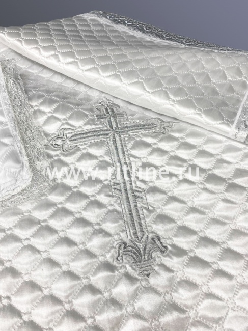 Комплект (атласная т/с "Ромб", вышивка "Крест", кружево) FITTONE Комплект (атласная т/с "Ромб", вышивка "Крест", кружево) FITTONE