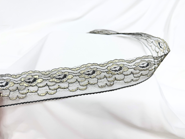 Кружево черное с золотом, шир. 4,6 см (под польское) FITTONE