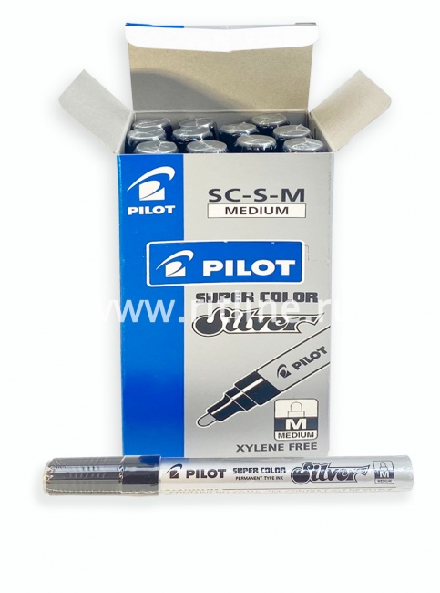 Маркер-краска PILOT, цв. серебро (уп 12 шт.)