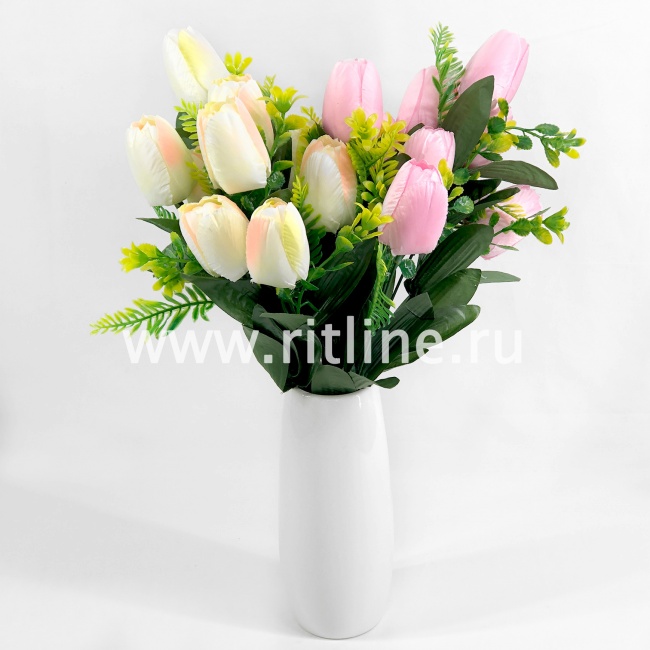 Букет тюльпанов "FITTONE", 9г., выс. 45см, цв.микс
