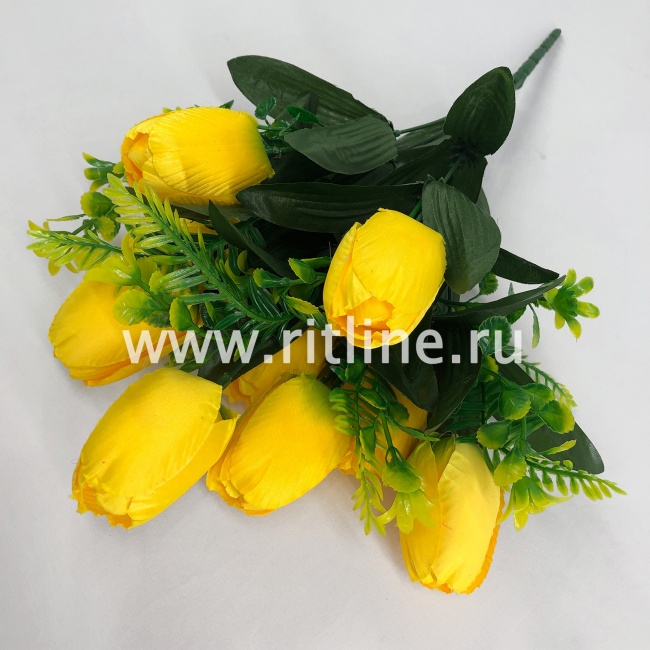 Букет тюльпанов "FITTONE", 9г., выс. 45см, цв.микс