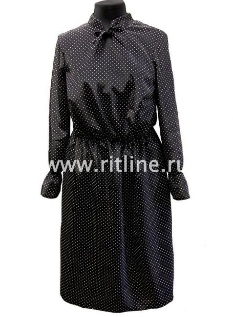 Саван из крепдешина "Горошек", цв. черный FITTONE