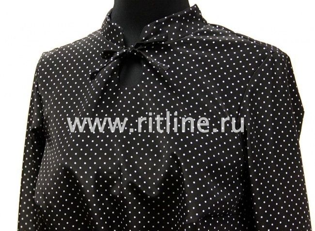 Саван из крепдешина "Горошек", цв. черный FITTONE