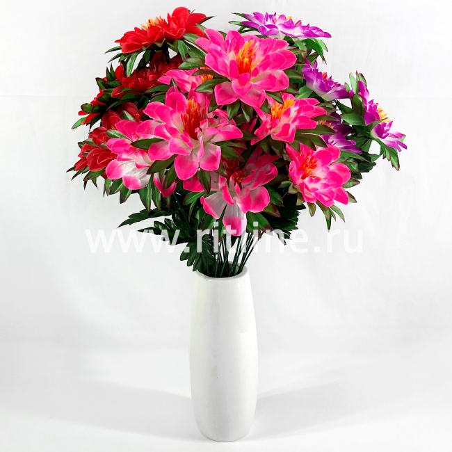 Букет георгинов "FITTONE", 9г., выс. 58см, цв.микс