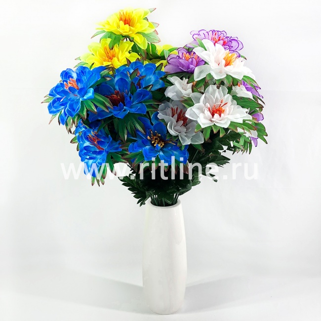 Букет георгинов "FITTONE", 9г., выс. 58см, цв.микс