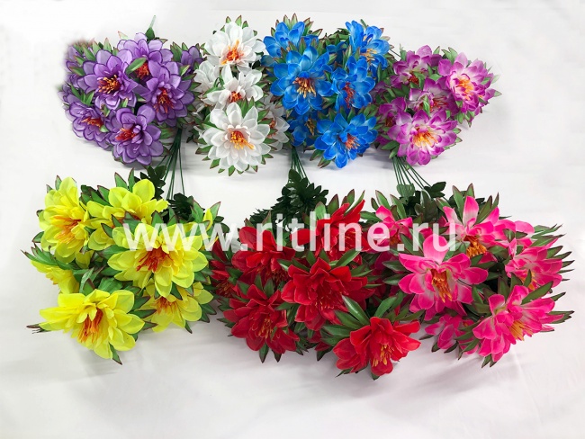 Букет георгинов "FITTONE", 9г., выс. 58см, цв.микс