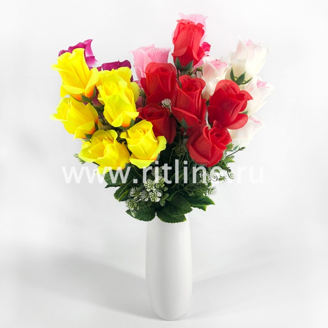 Букет роз с добавками, 7г, выс. 55 см, цв. микс FITTONE