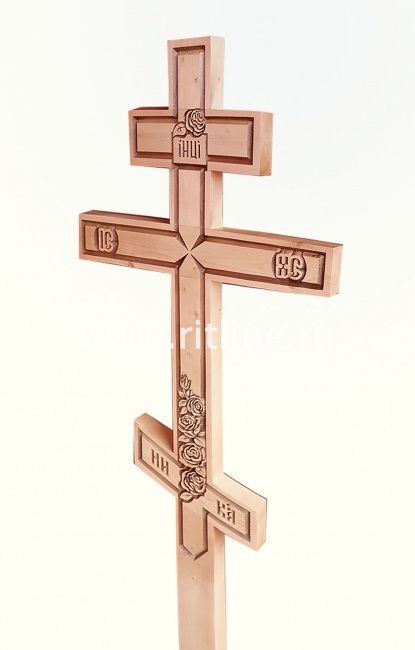 Крест сосновый (светлый) "Цветы", ЧПУ, 2300x605x40 мм, "MOREFIX" Крест сосновый (светлый) "Цветы", ЧПУ, 2300x605x40 мм, "MOREFIX"