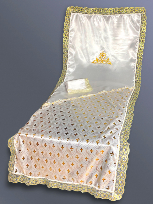 Комплект (атлас белый, атлас с накатом, т/а "Узор", тесьма, кружево) FITTONE