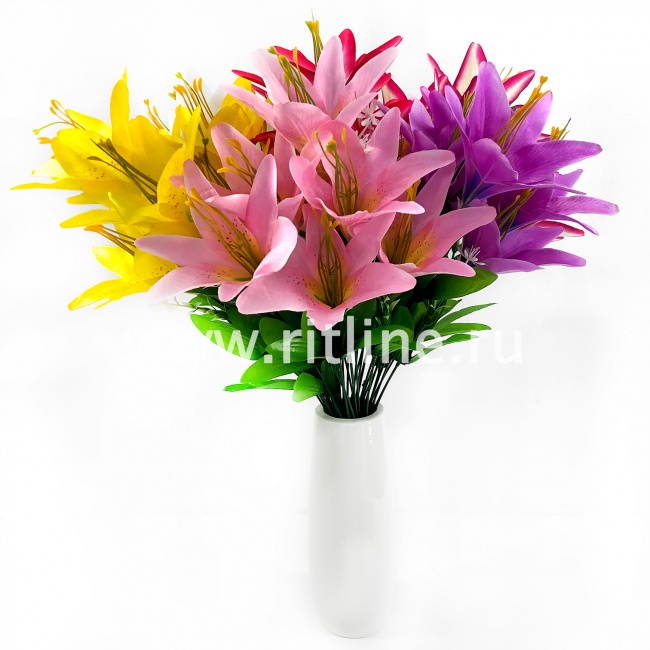 Букет лилий "FITTONE", 7г., выс. 60см, цв.микс