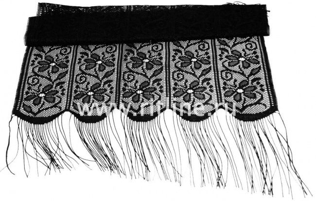 Шарф гипюровый с цветами и бахромой FITTONE