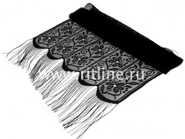 Шарф гипюровый с цветами и бахромой FITTONE