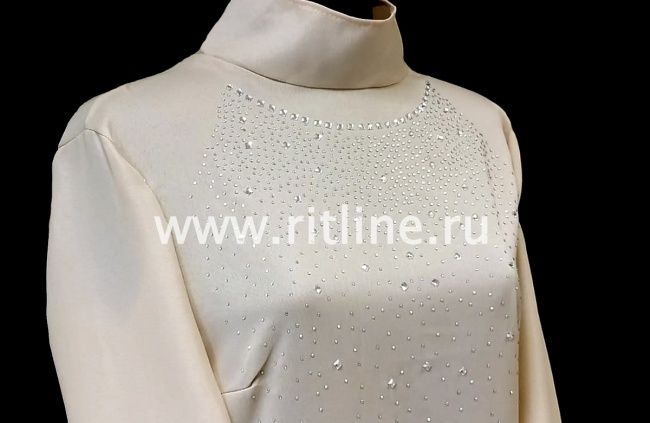 Платье габардин. со стразами "Beauty", (большой узор), цв. бежевый