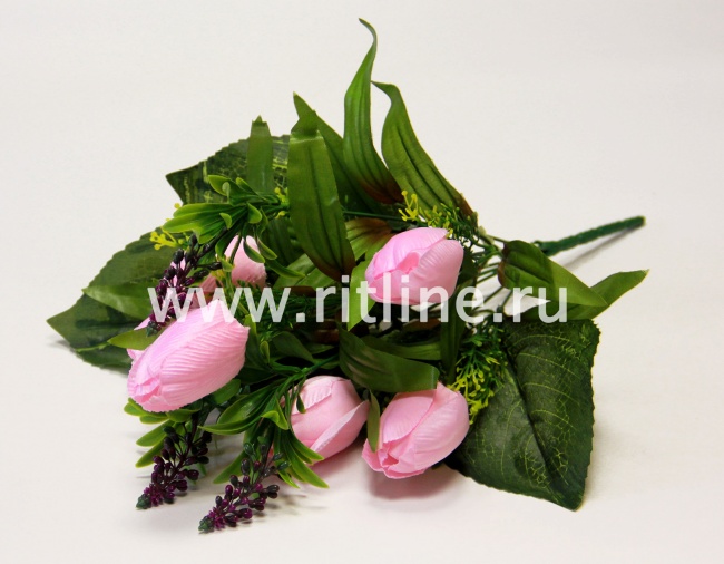 Букет тюльпанов с добавками "FITTONE", 6г+3в., выс. 44см, атлас (в бутоне пенопласт), цв.микс Букет тюльпанов с добавками "FITTONE", 6г+3в., выс. 44см, атлас (в бутоне пенопласт), цв.микс