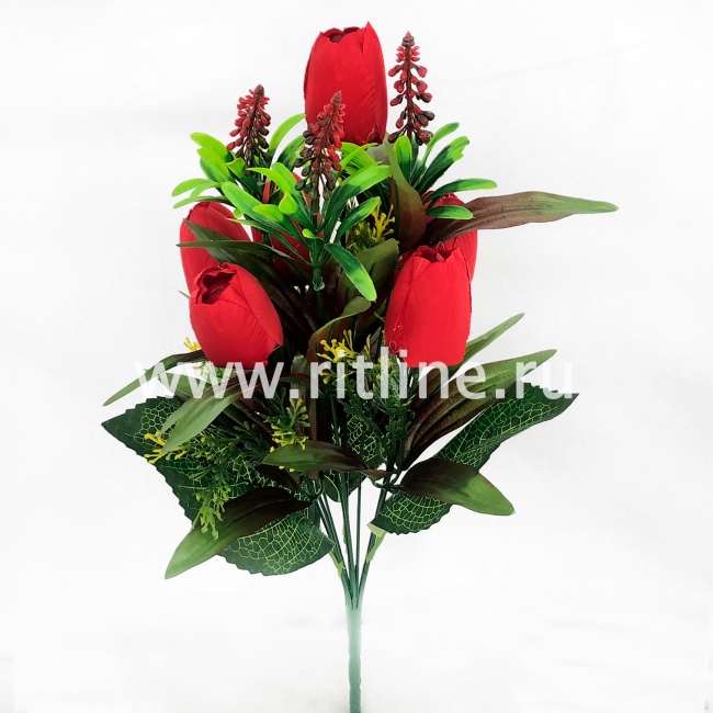 Букет тюльпанов с добавками "FITTONE", 6г+3в., выс. 44см, атлас (в бутоне пенопласт), цв.микс Букет тюльпанов с добавками "FITTONE", 6г+3в., выс. 44см, атлас (в бутоне пенопласт), цв.микс