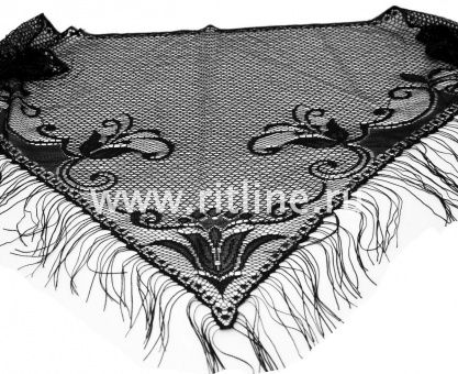 Косынка FITTONE гипюр с бахромой, (120*53) Косынка FITTONE гипюр с бахромой, (120*53)