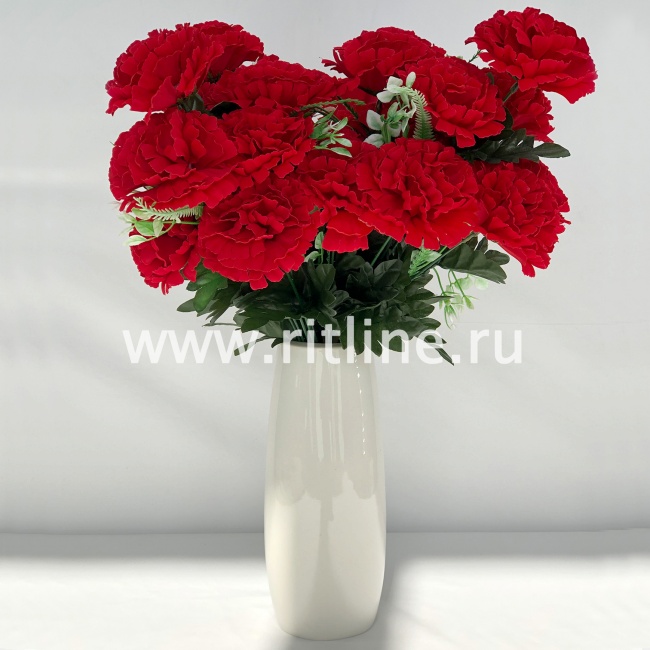 Букет бархатных гвоздик "FITTONE", 9г, выс.49, цв.красный Букет бархатных гвоздик "FITTONE", 9г, выс.49, цв.красный