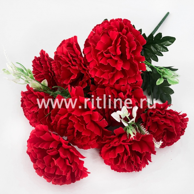 Букет бархатных гвоздик "FITTONE", 9г, выс.49, цв.красный Букет бархатных гвоздик "FITTONE", 9г, выс.49, цв.красный