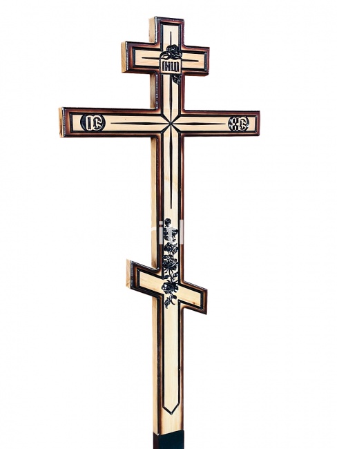 Крест сосновый (светлый) "Цветы", ЧПУ, 2200x60x40 мм, "MOREFIX"