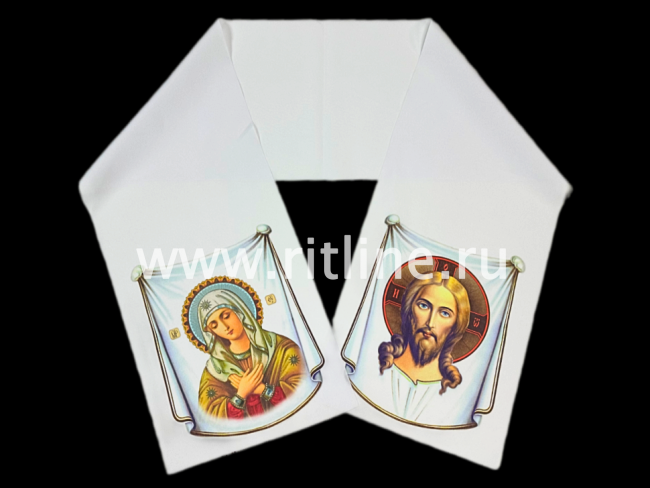 Рушник габардин №8 "Лики" (белый фон) 240*1400 "FITTONE"