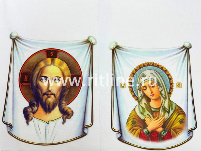 Рушник габардин №8 "Лики" (белый фон) 240*1400 "FITTONE"