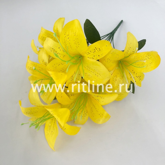 Букет лилий "FITTONE", 8г., выс. 45см, атлас, цв.микс