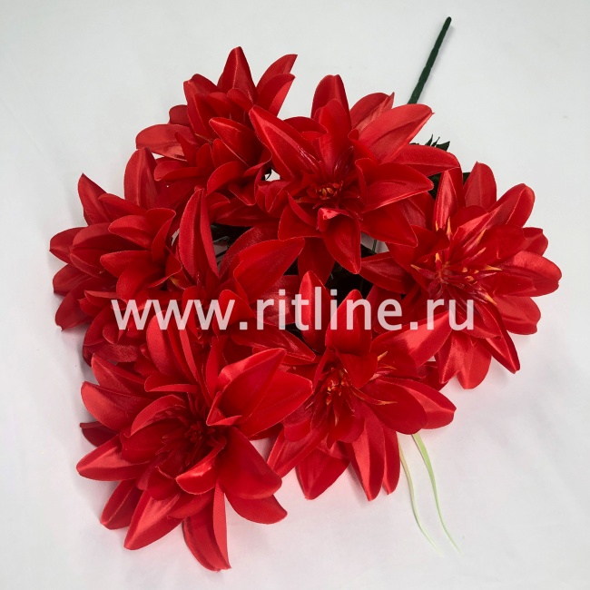 Букет георгинов "FITTONE", 7г, выс. 53см, атлас, цв.микс