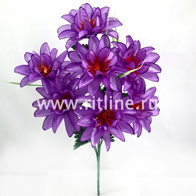 Букет георгинов "FITTONE", 7г, выс. 53см, атлас, цв.микс