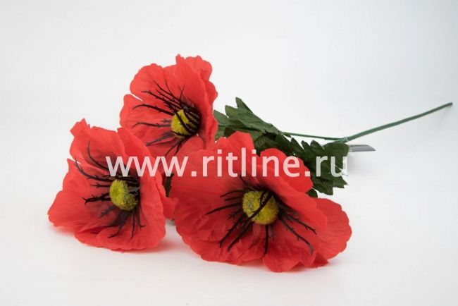 Ветка маков, 3г, выс. 58 см, цв. красный FITTONE