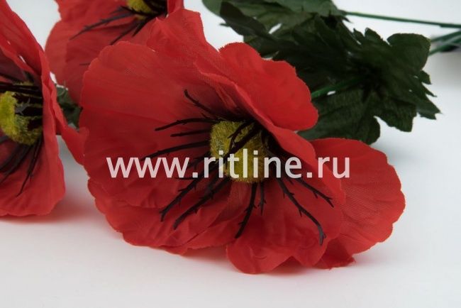 Ветка маков, 3г, выс. 58 см, цв. красный FITTONE