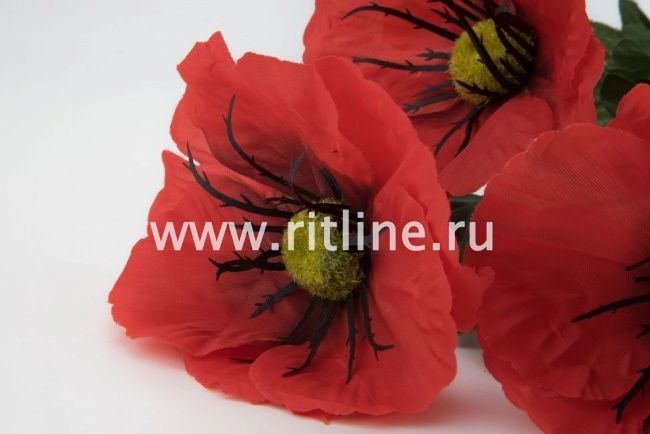 Ветка маков, 3г, выс. 58 см, цв. красный FITTONE