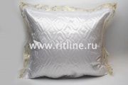 Подушка, атлас термостежка, кружево с золотом, FITTONE, цв. белый Подушка, атлас термостежка, кружево с золотом, FITTONE, цв. белый