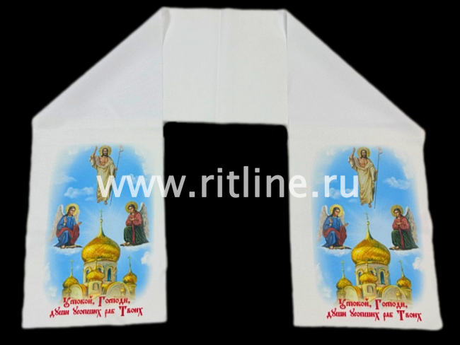 Рушник габардин №10 "Храм" (белый фон) 240*1400 "FITTONE"