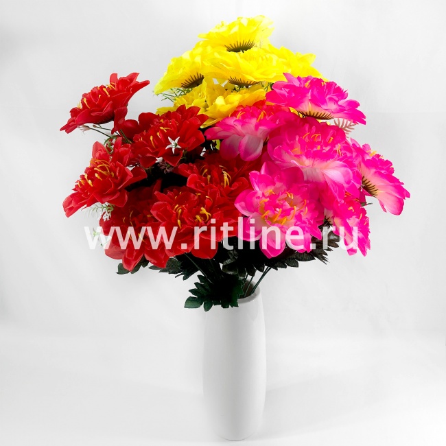 Букет георгинов "FITTONE", 9г., выс. 54см, шелк, цв.микс Букет георгинов "FITTONE", 9г., выс. 54см, шелк, цв.микс