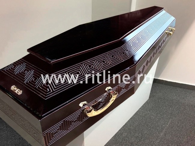 Гроб лак 6-ти гранник, МДФ цв. темный, греческий, "MOREFIX"